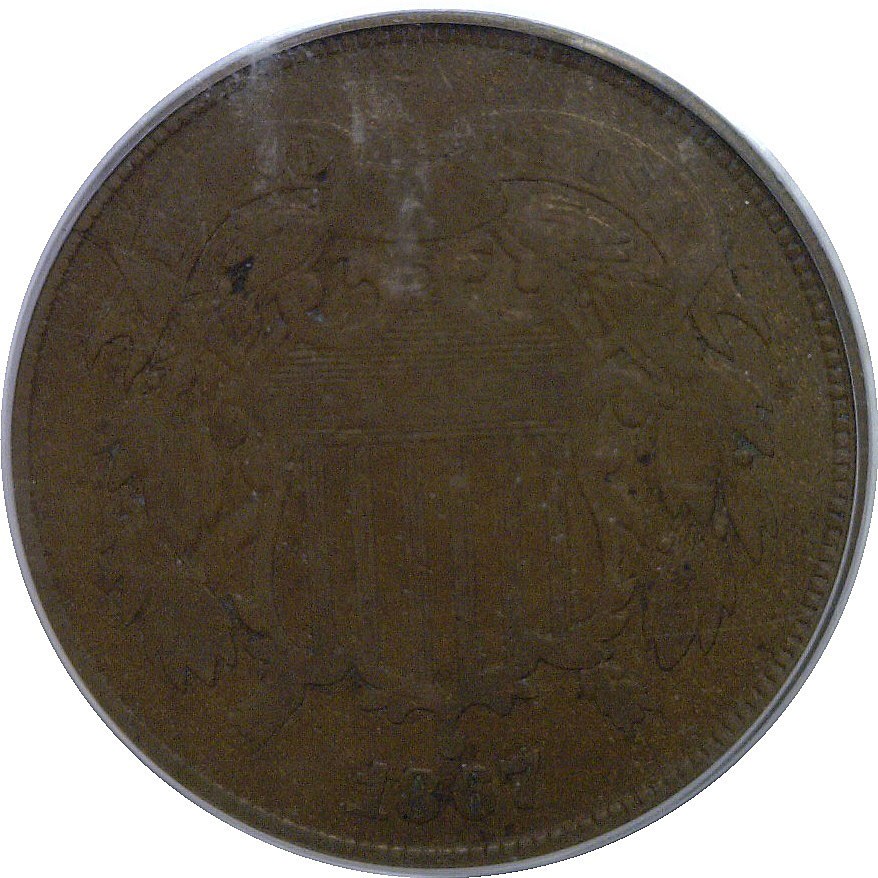 1867 Doubled Die Obverse Two Cent Piece PCGS VG-10