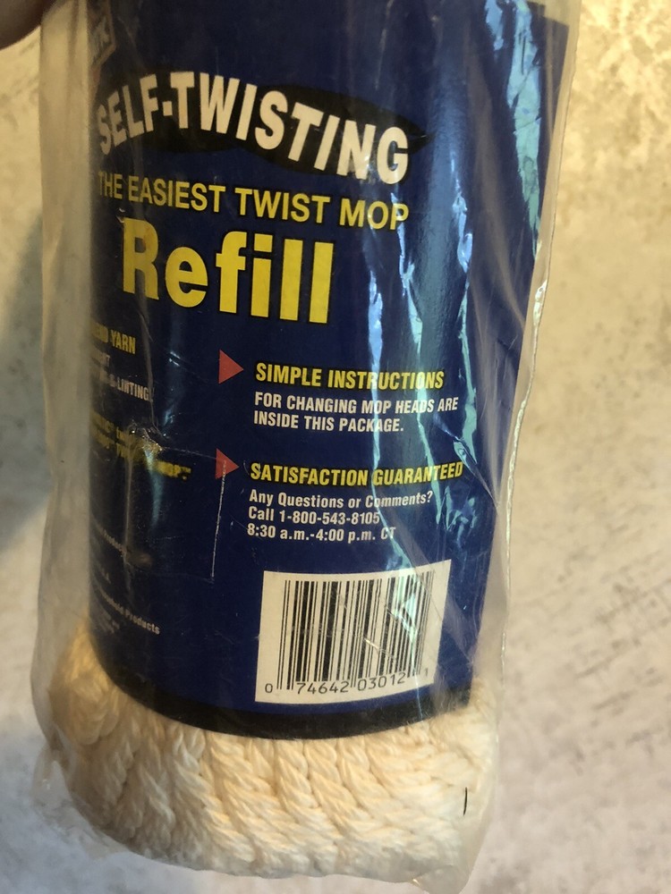 Roll-O-MATIC Self Twisting TWIST MOP REPLACEMENT REFILL O-Cedar 2000 New