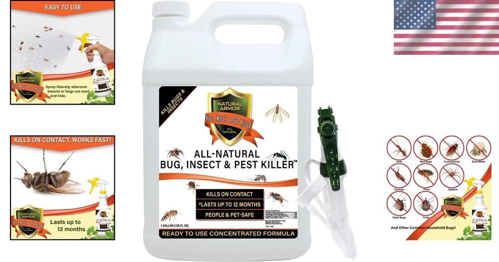 Natural Bug & Pest Killer Spray - 128 oz Eco-Friendly Solution for Home