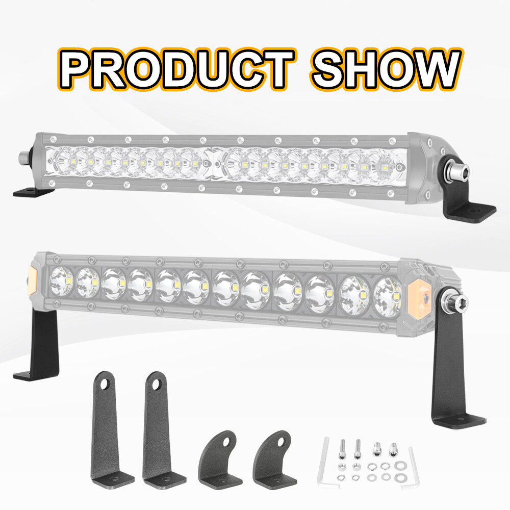 2-Pack Universal Side Mounting Brackets for Straight/Curved Single LED Light Bar