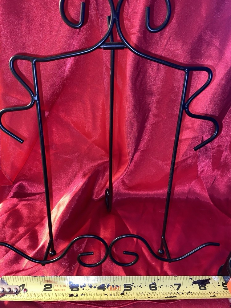 Open Book Display Stand, Black Metal, Ornate Scrolling