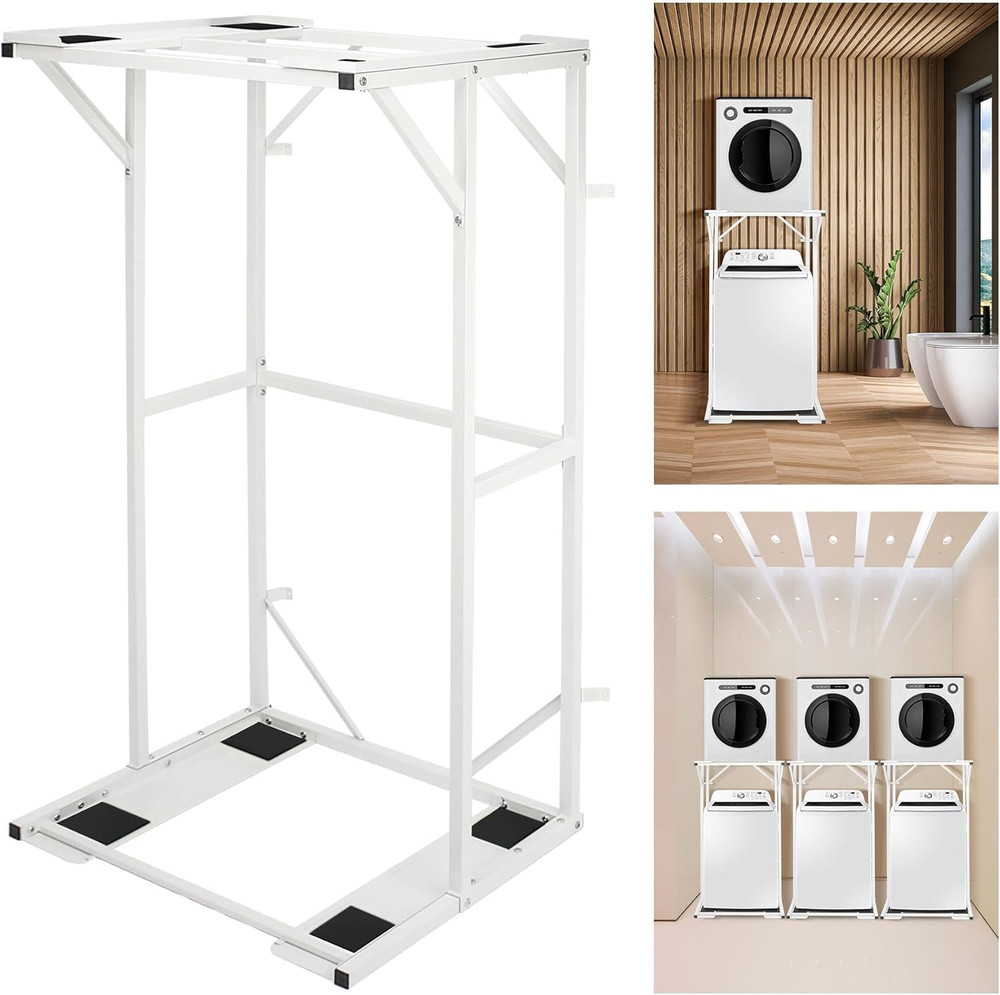 Heavy-Duty 23" Double-Layer Washer Dryer Stand for Most Models