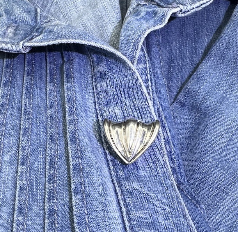 Vintage Kabana Sterling Silver Button Cover, Shield Shape