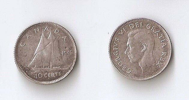 Canada 10 cents  1949