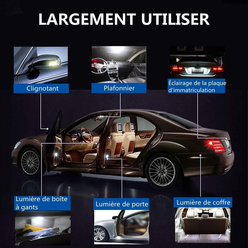 42 Pieces Interior Car Lights Super Bright White Dome Map Tail Cab Lights Bulb