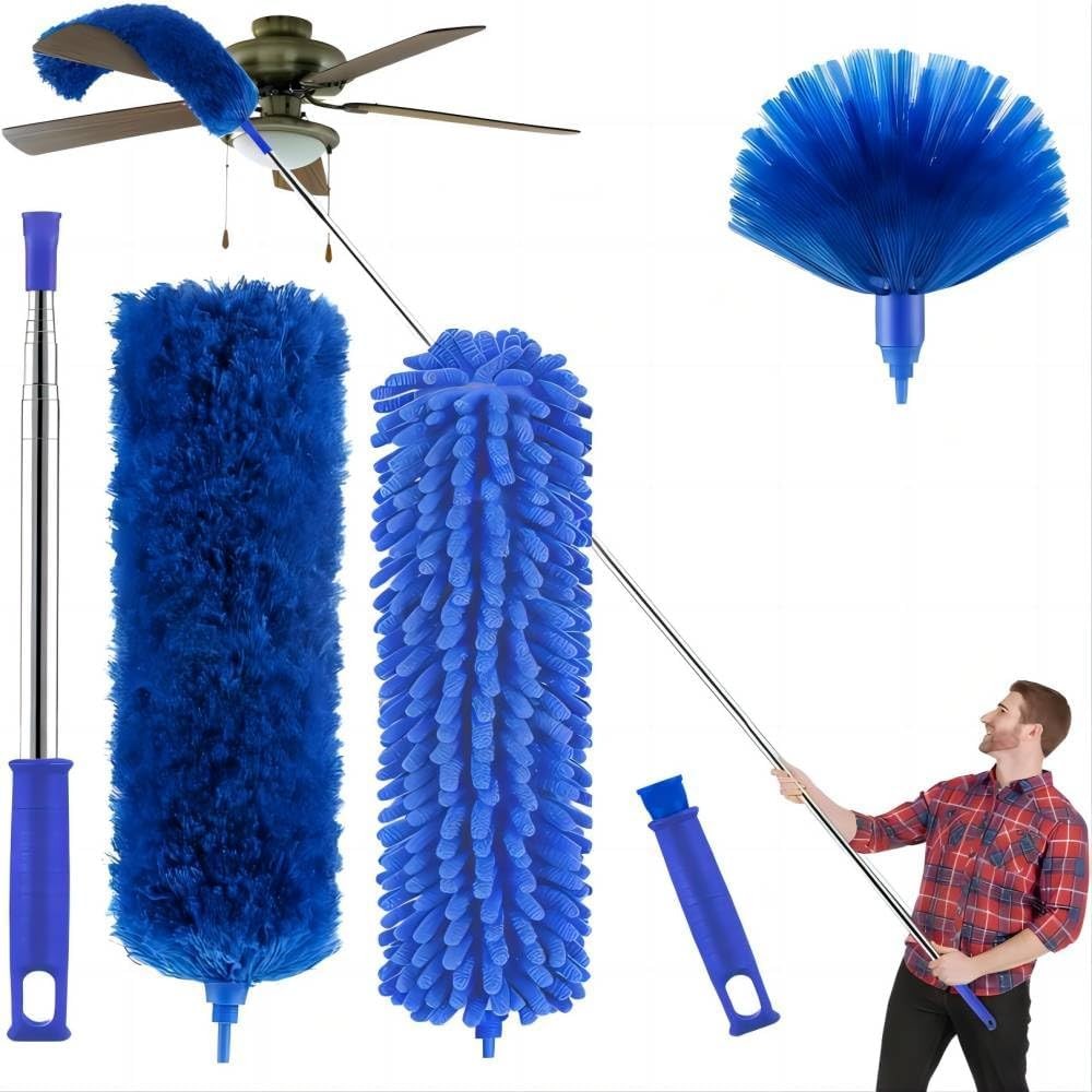 Cobweb Duster with Extens Pole, Washable Cleaning Duster Kit
