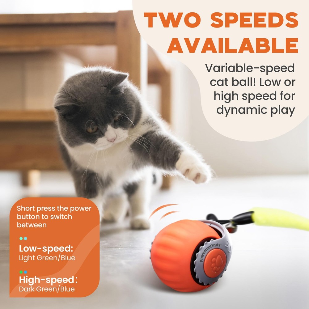 Interactive Smart Cat Toy - Automatic Moving Ball with Rechargeable Tail