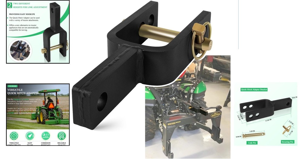 Multi-Function Quick Hitch Adapter for 3-Point Tractors - Lightweight Design