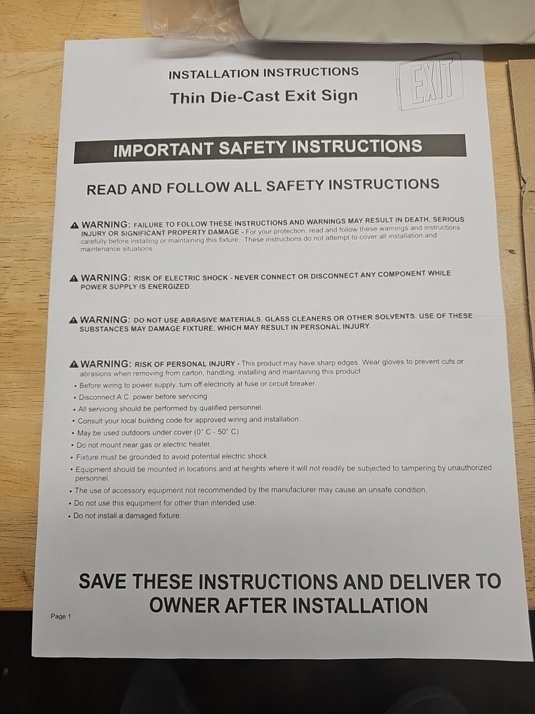 EXITRONIX Green Exit Sign + Mounting Plate Die Cast Aluminum G453-WB-WW (E9)