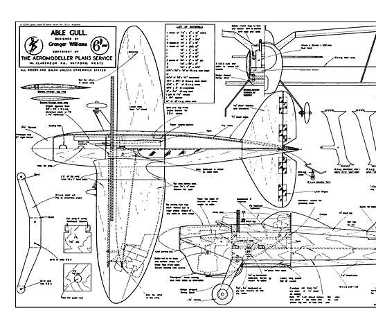 Able Gull Control Line Racer 22" WS Model Airplane Printed Plans & Templates