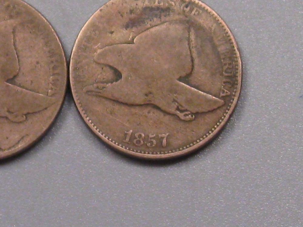 1857 & 1858 LL Flying Eagle Cent Penny. #18