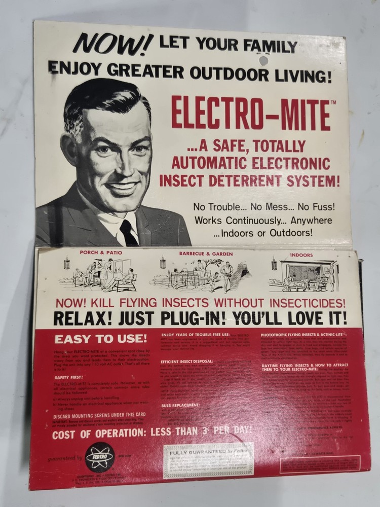 Vintage 1967 Electro Mite Bug Killer Zapper.