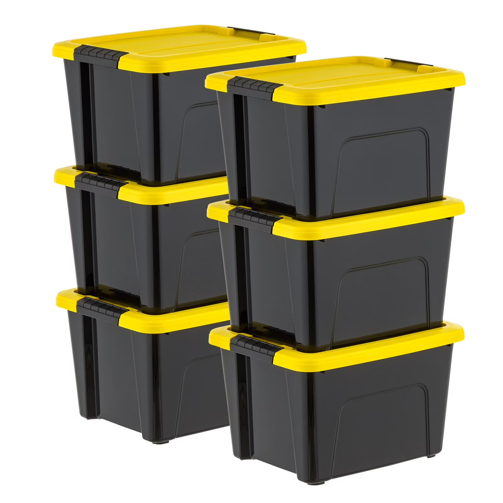 20 Qt Plastic Storage Bins with Lids, Stackable Storage Container, Totes, 6 Pack