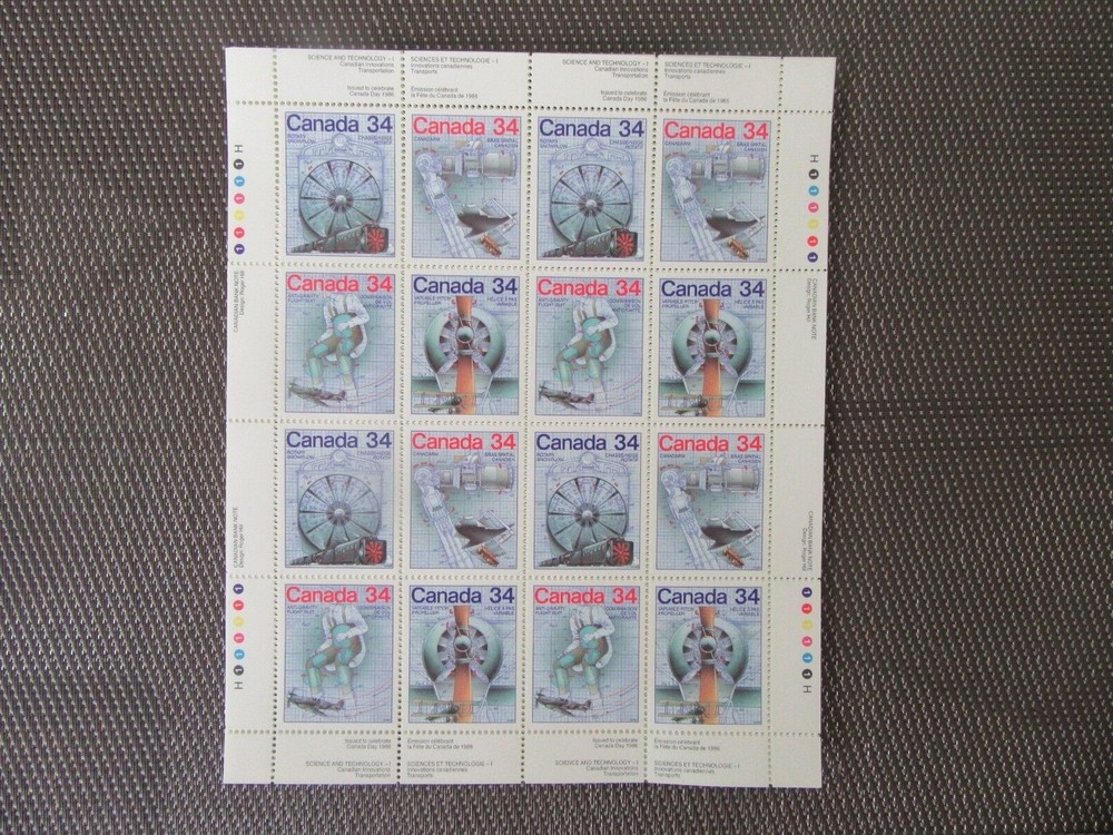 Canada stamps 1986 - #1102a Sheet  Canada Science & Technology