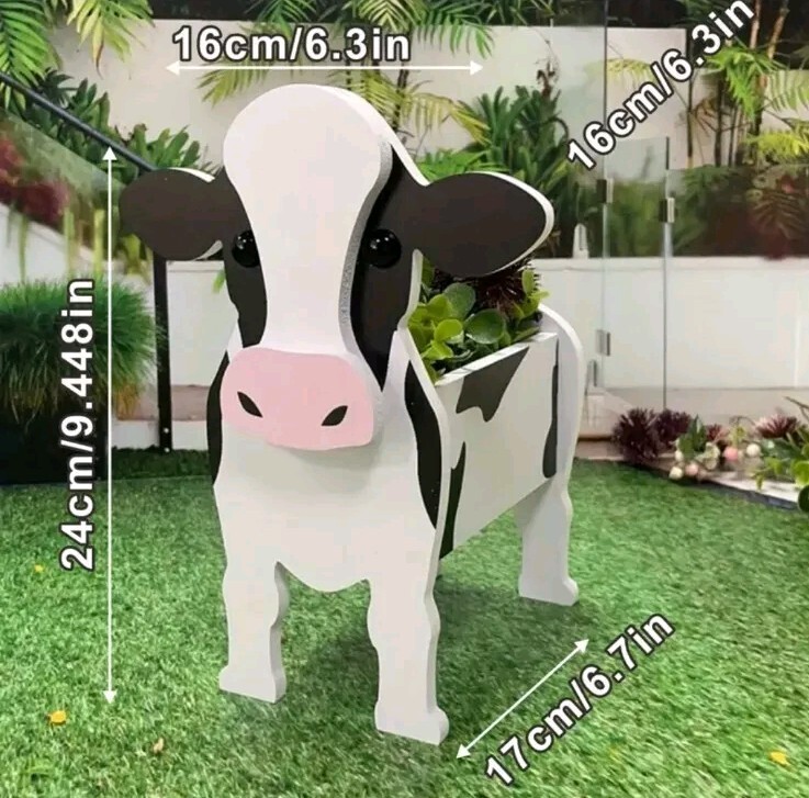 Cow Wooden Planter (Small)