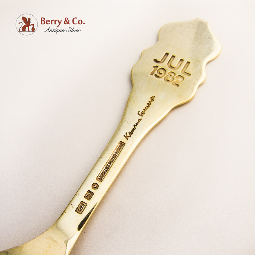 Christmas Spoon 1982 Michelsen Enamel Sterling Silver Denmark