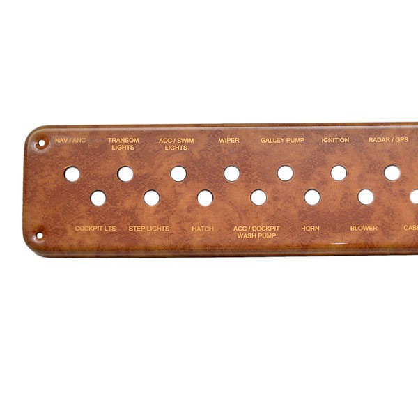 Rinker Boat Blank Breaker Switch Panel 50683 | EC Woodgrain Plastic