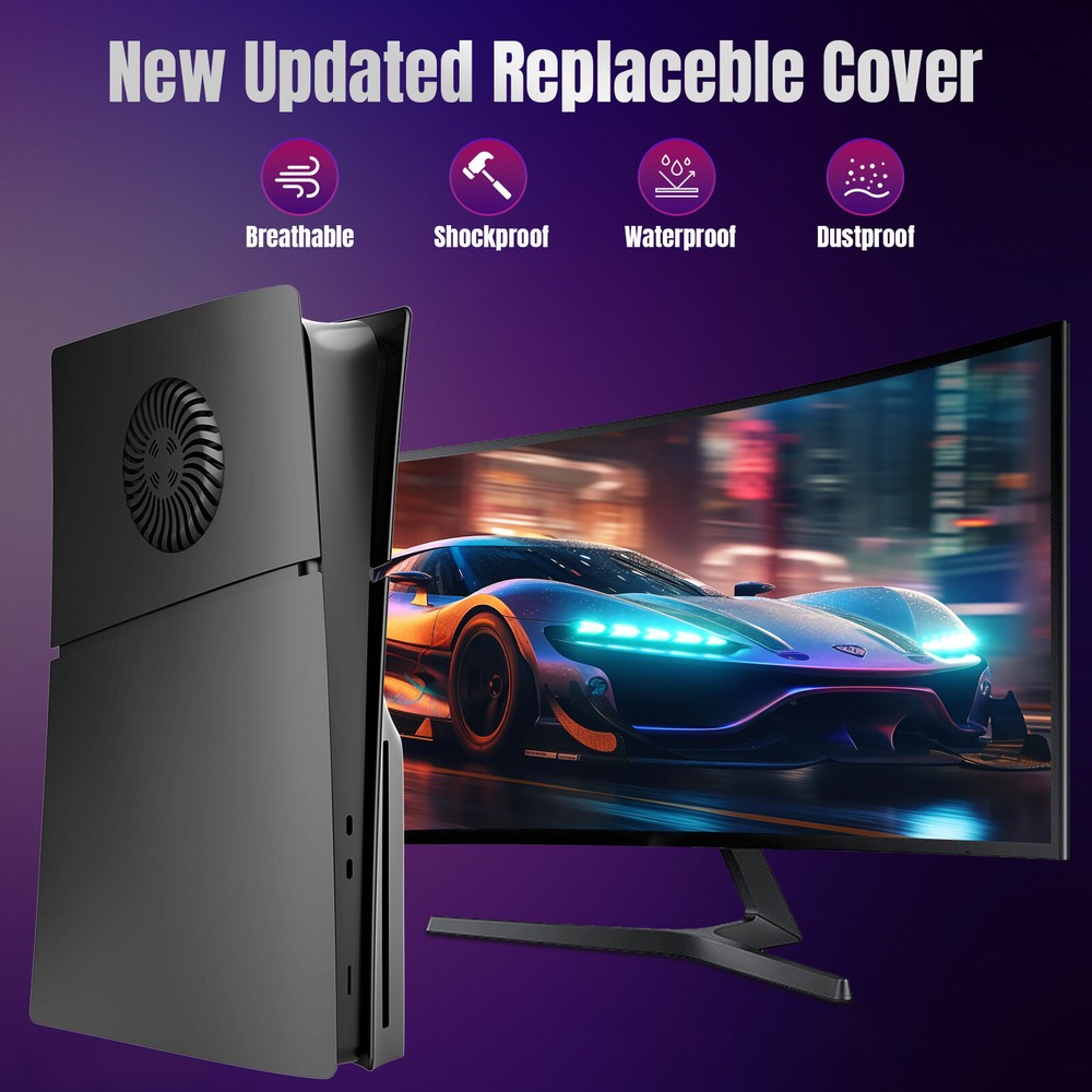 Faceplate Vented Replacement for PS5 Slim Console Housing Shell-Disc Edition