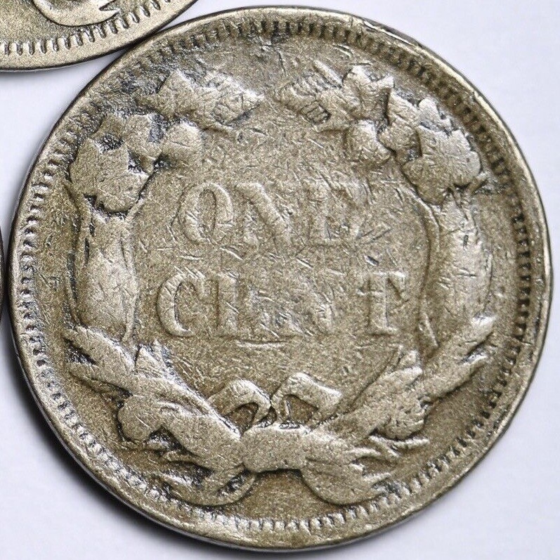 1858 LARGE LETTERS Flying Eagle Cent Penny GOOD / VG