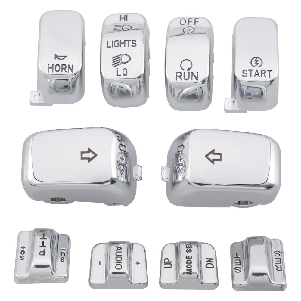 Chrome Hand Control Switch Housing Button Caps For Harley Electra Glide 96-13