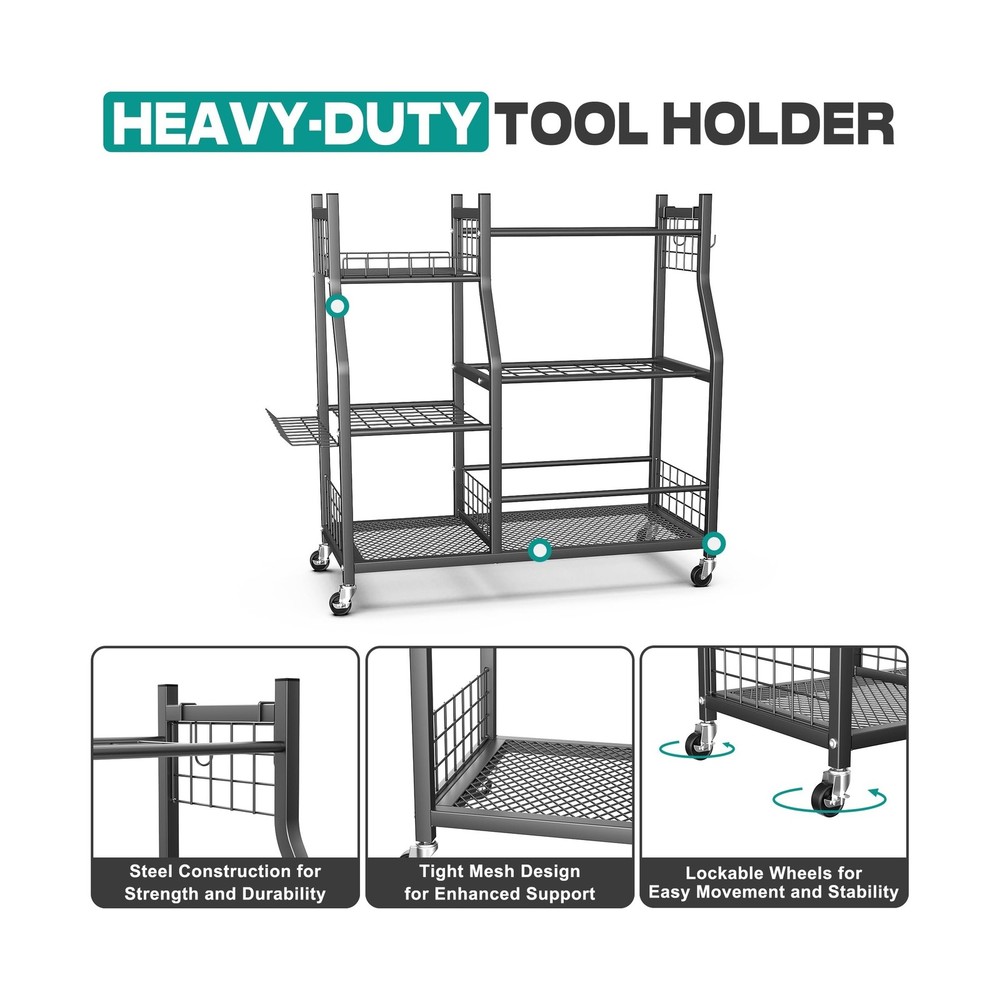 EVERHANGER Garden Tool Organizer Stand, Garage Tool Storage Organization, Yar...