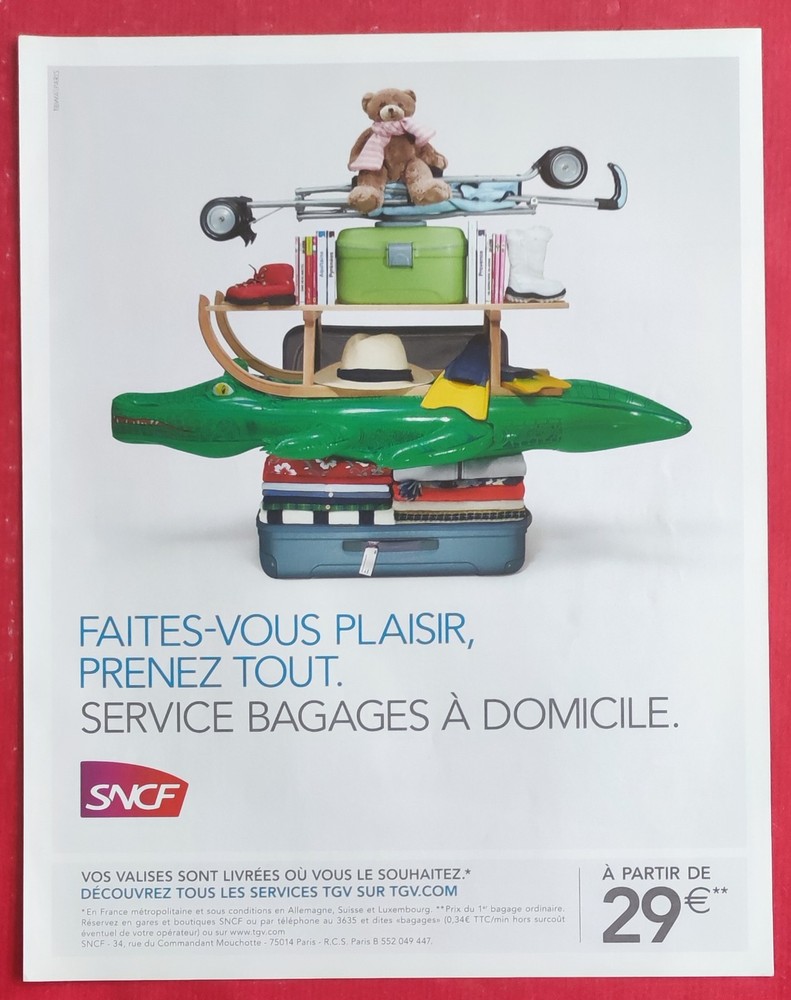 Press advertisement: SNCF Home Luggage Service