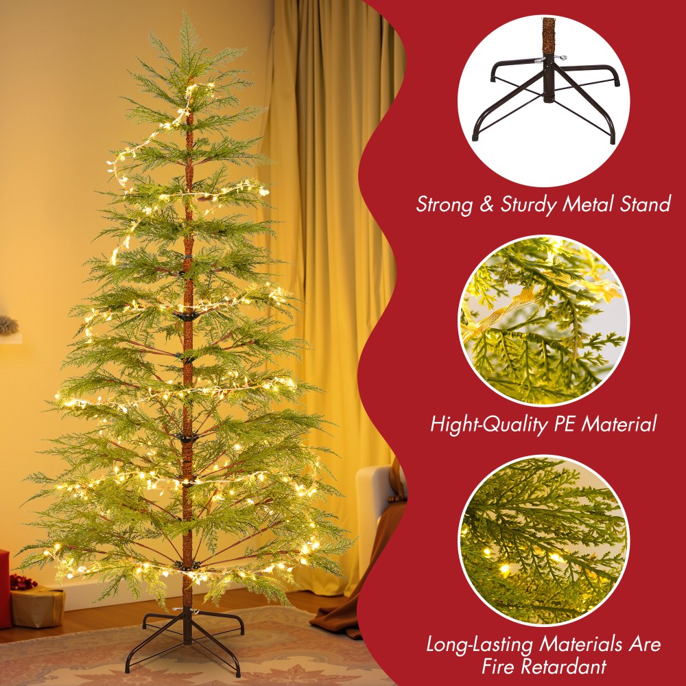 6 FT Artificial Full Christmas Tree Includes LED Lights Xmas Decoration