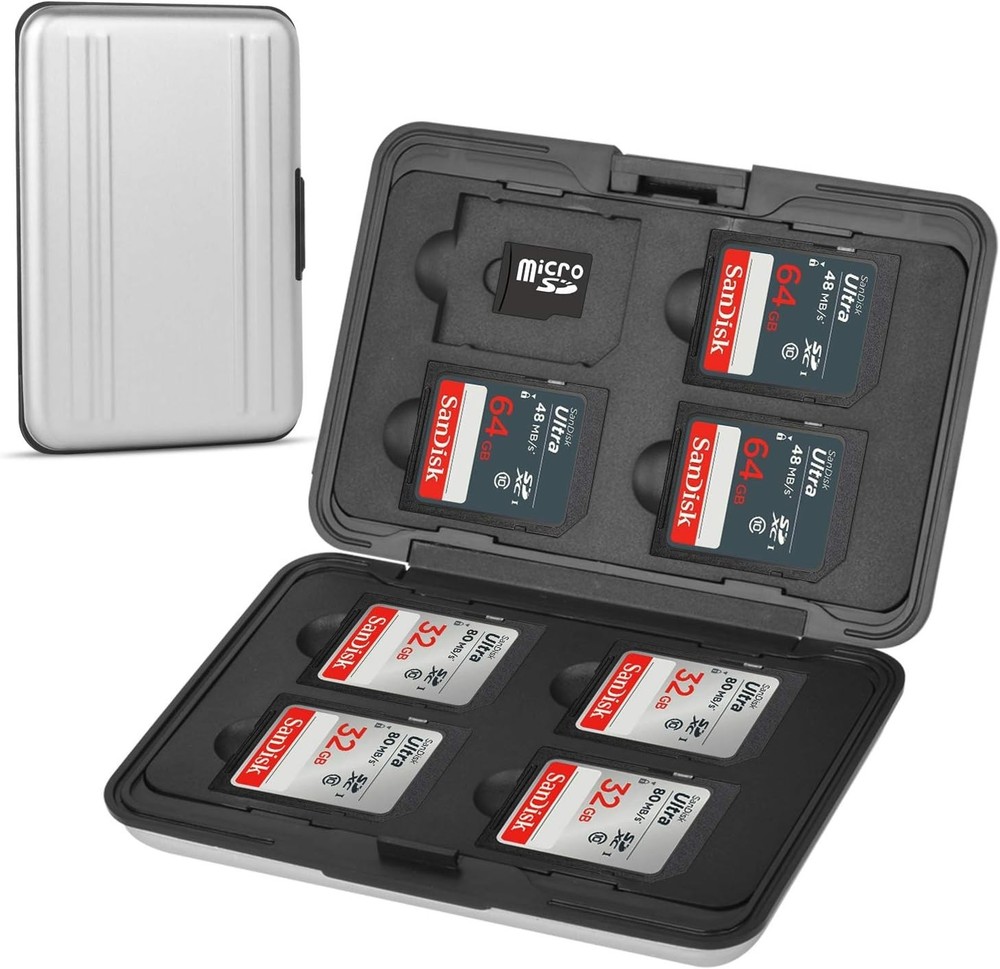 Compact Aluminum Memory Card Storage Case - Shock Resistant & Lightweight