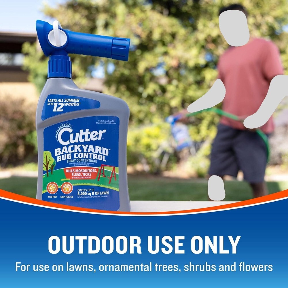 Cutter Backyard Bug Control Spray Concentrate, Fleas,Mosquito Repellent,32 fl oz