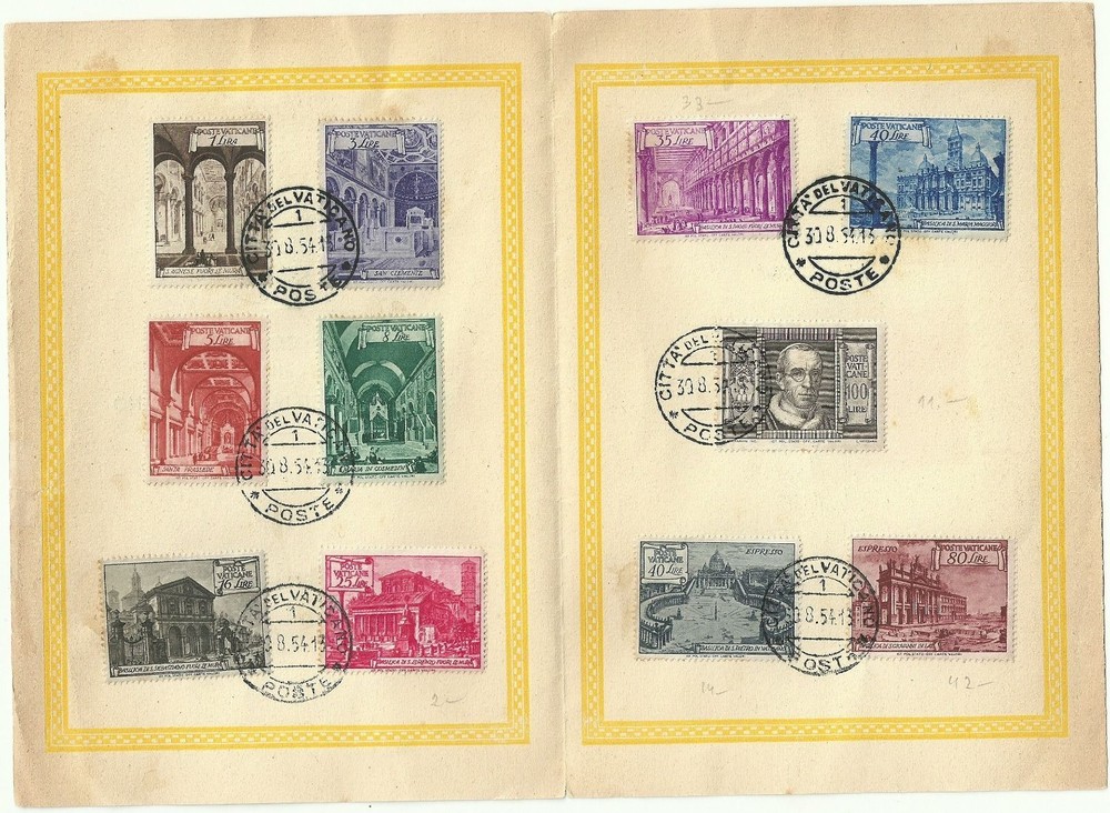 Vatican Old Souvenir Folder Stamp Basilicas Serie 1949