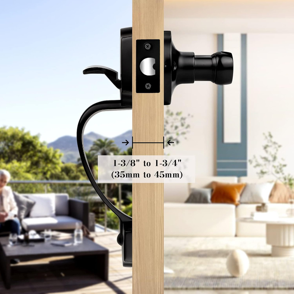 Single Cylinder Exterior Handleset, Keyless Front Door Handle with Lever Inside,