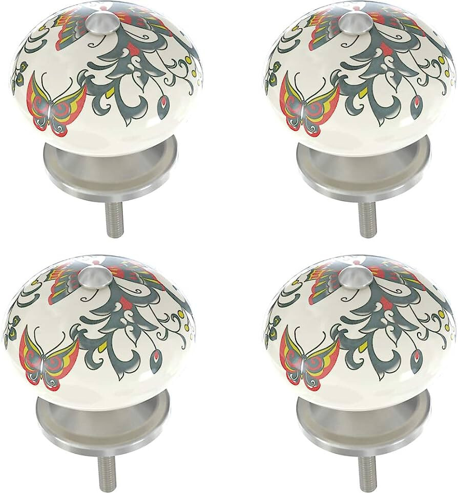 (4-Pack) 1-5/8" Ceramic Knob Dark Teal and Ivory