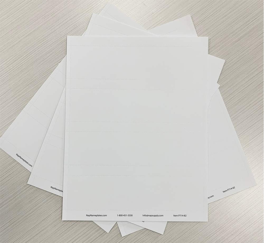 20-Pack Perforated Nameplate Inserts: 8" x 2" Size. 8" x 2" White