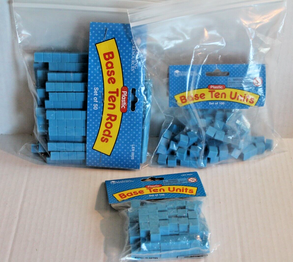 Learning Resources Blue Plastic Base Ten Blocks for Math Manipulatives