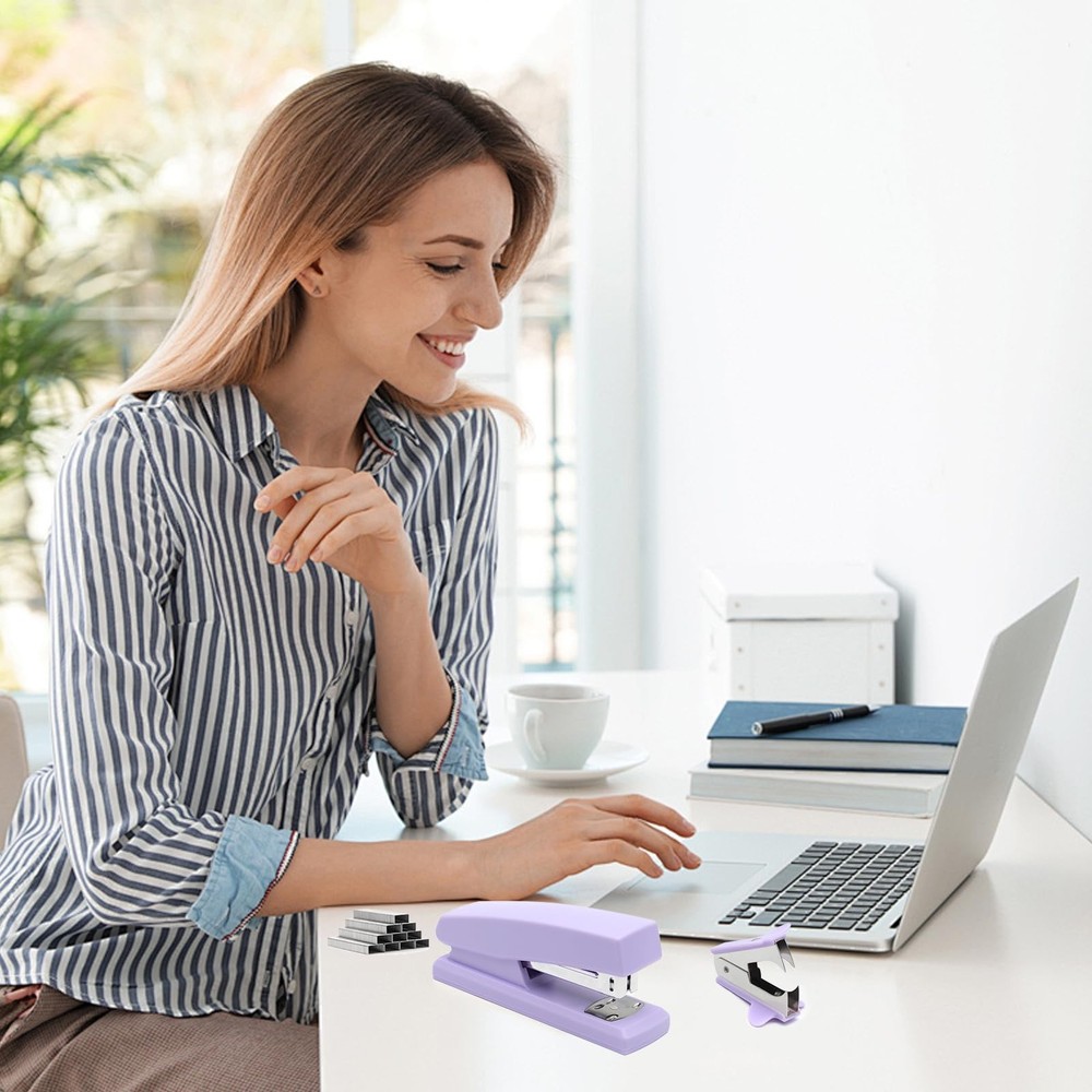 Purple Office Stapler, 25 Sheet Capacity with 2000 Staples and 1 Pack,