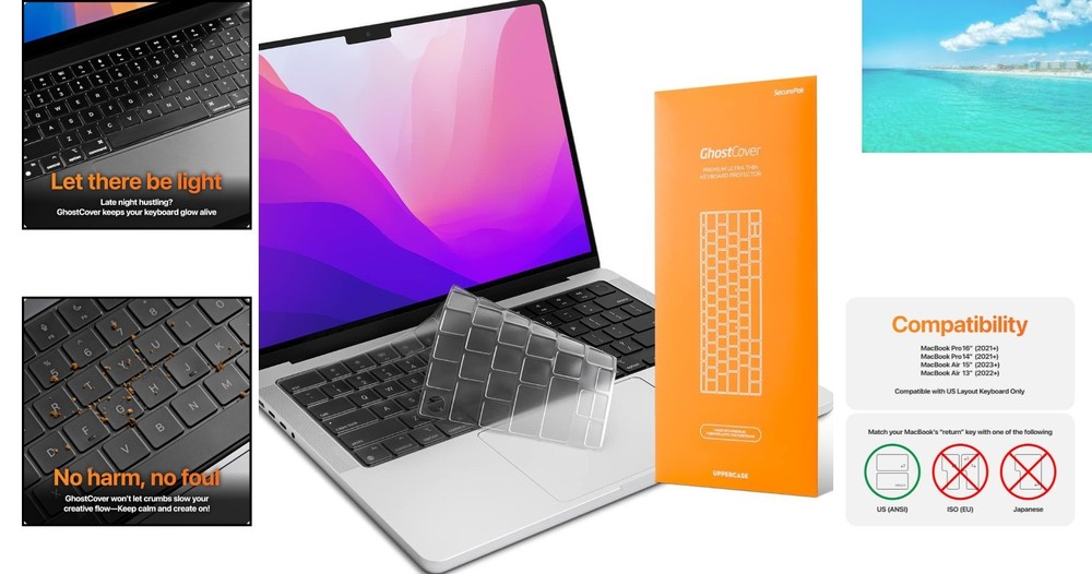 GhostCover Ultra Thin Keyboard Cover Protector, Compatible with MacBook Pro...