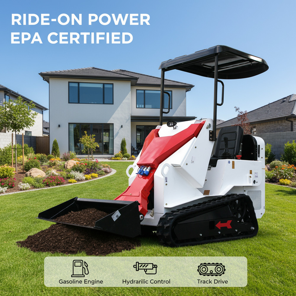 Mini Skid Tracked Steer Loader, 13.5HP B＆S GAS Engine-RIDE-ON，Pilot Control