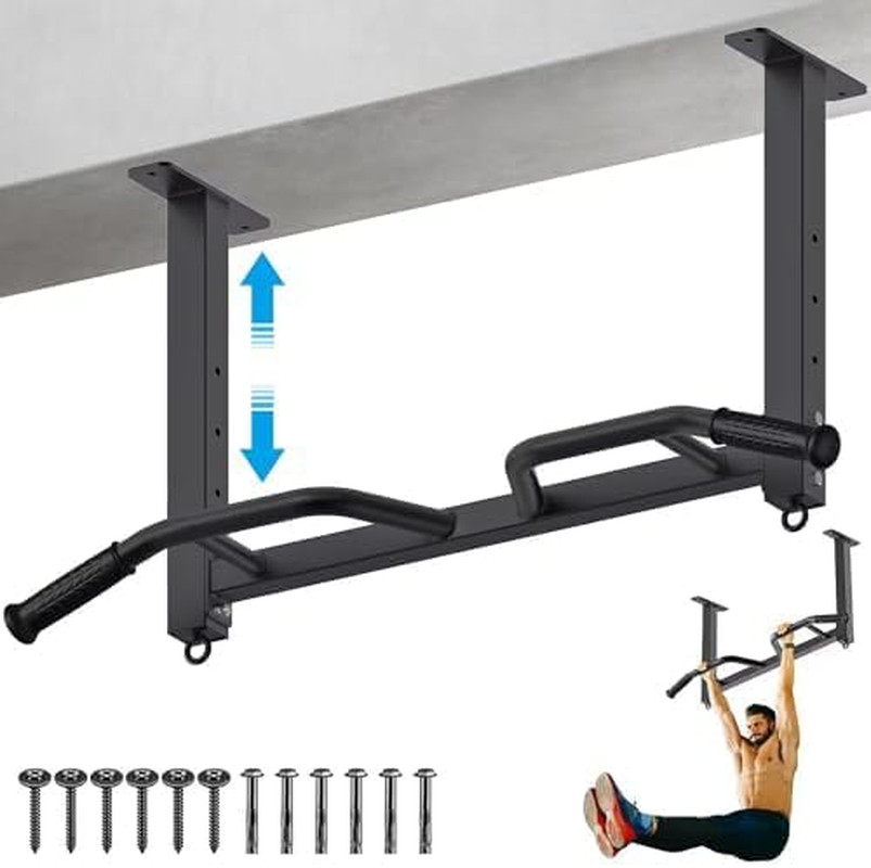 32" Heavy Duty Ceiling Pull Up Bar - Adjustable Home Gym System with Punching Ba