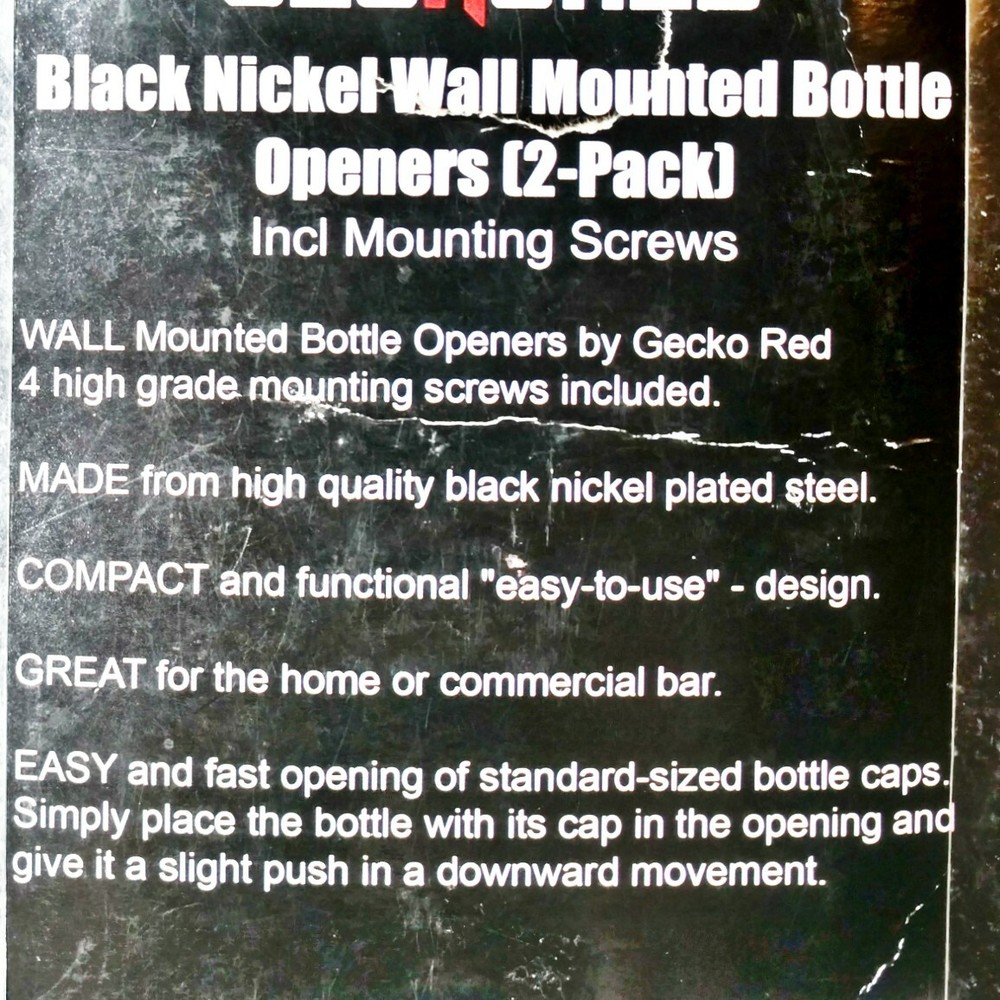 Geckored Black Nickel Wall Mounted Bottle Openers 2-pack