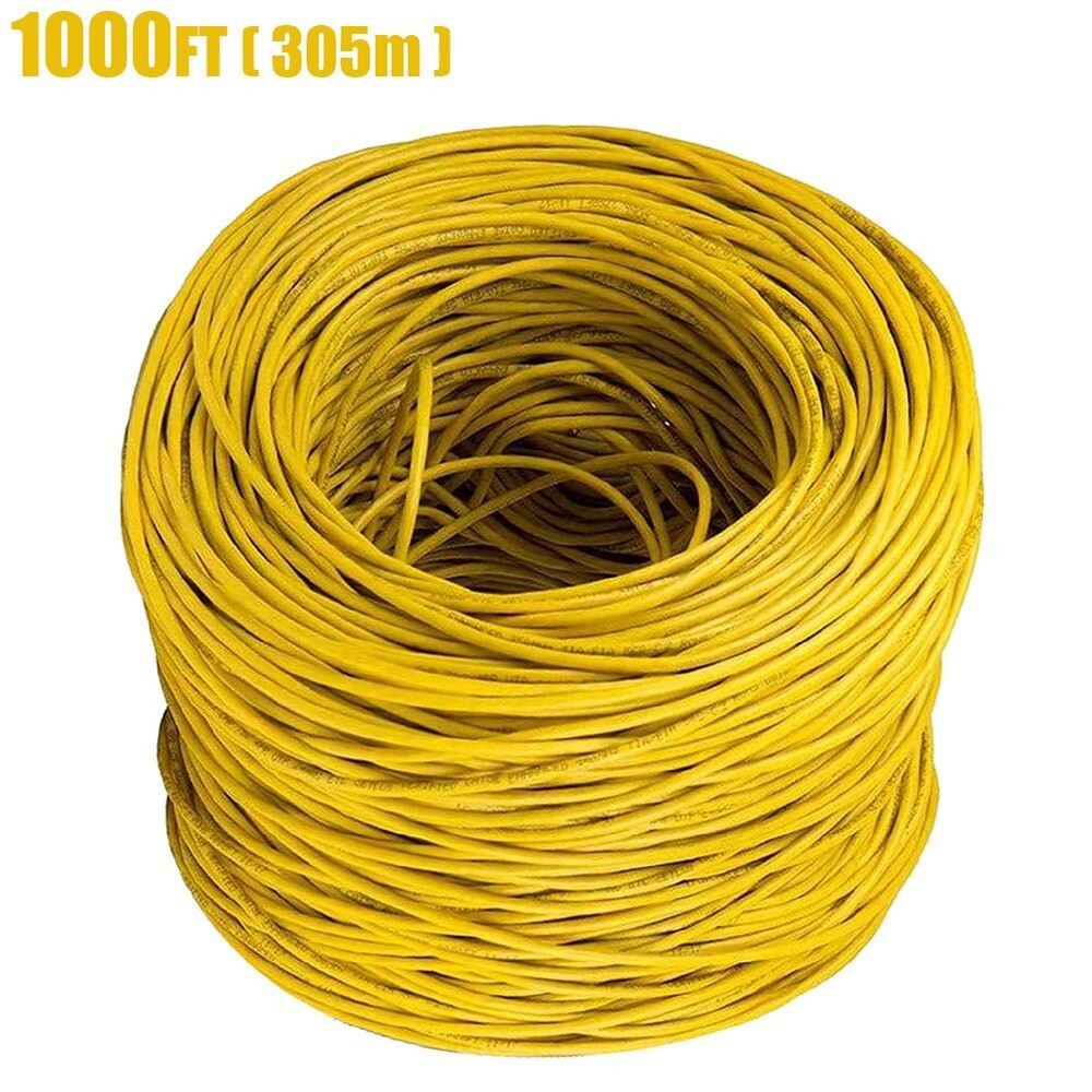 1000FT CAT6 Network LAN Ethernet UTP Bulk Cable Solid Copper Wire 23AWG Yellow