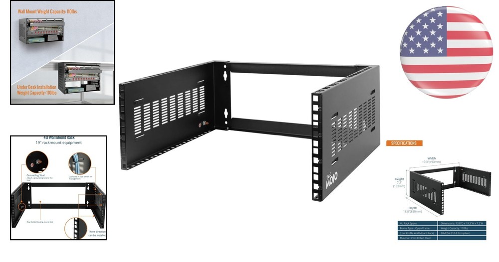 Sturdy 4U Rack with 14” Depth - Wall Mounted for Server & IT Equipment