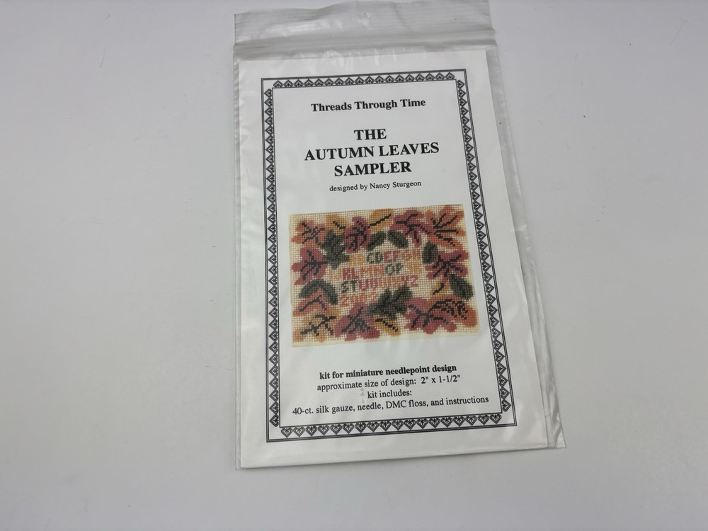 Threads Through Time Autumn Leaves Sampler Needlepoint Pattern Kit 6S