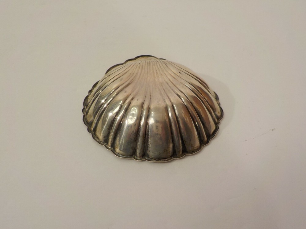 Sterling Silver Embossed Shell Shaped Nut Dish, No Monograms