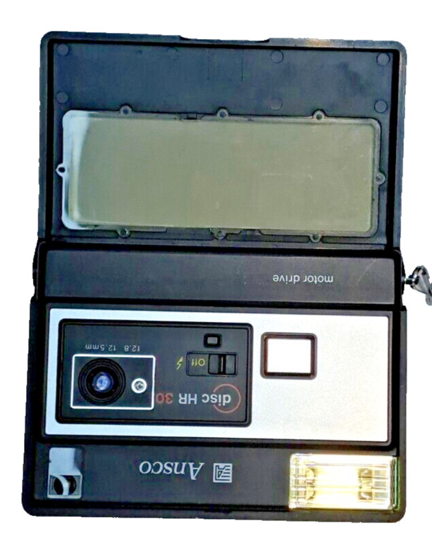 Vtg ANSCO Disc HR 30 Camera w/ Sensor Flash/ Motor Drive
