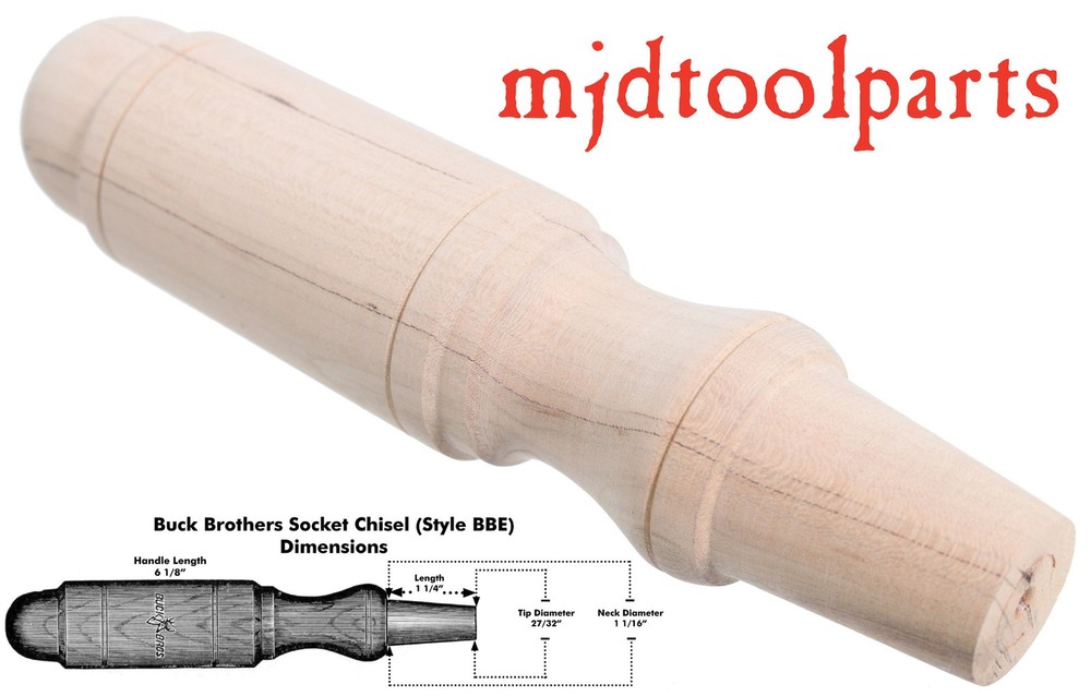 Amish Turned Hickory Socket Chisel Handle- Buck Brothers-Type BBE - mjdtoolparts
