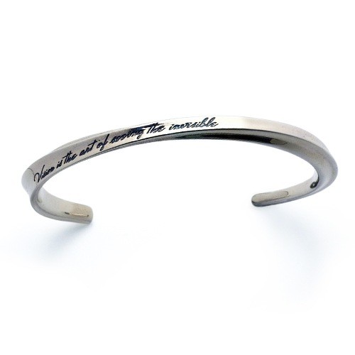 Dr MONROE Sterling Silver 925 Curve Line Message Bangle