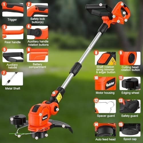 Weed Wacker Compatible with Milwaukee 18V Batteries, INCH Cordless String Tri