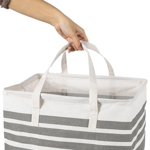 2 Pack Laundry Baskets Large, Collapsible Laundry Hamper Dirty Clothes 75L Grey