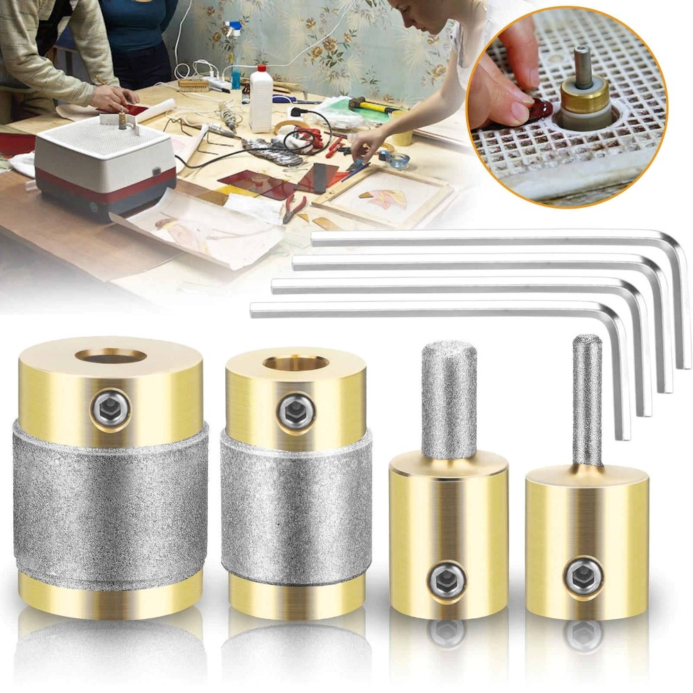 4PCS Diamond Grinder Bits for Stained Glass, Professional Grinder Accessories