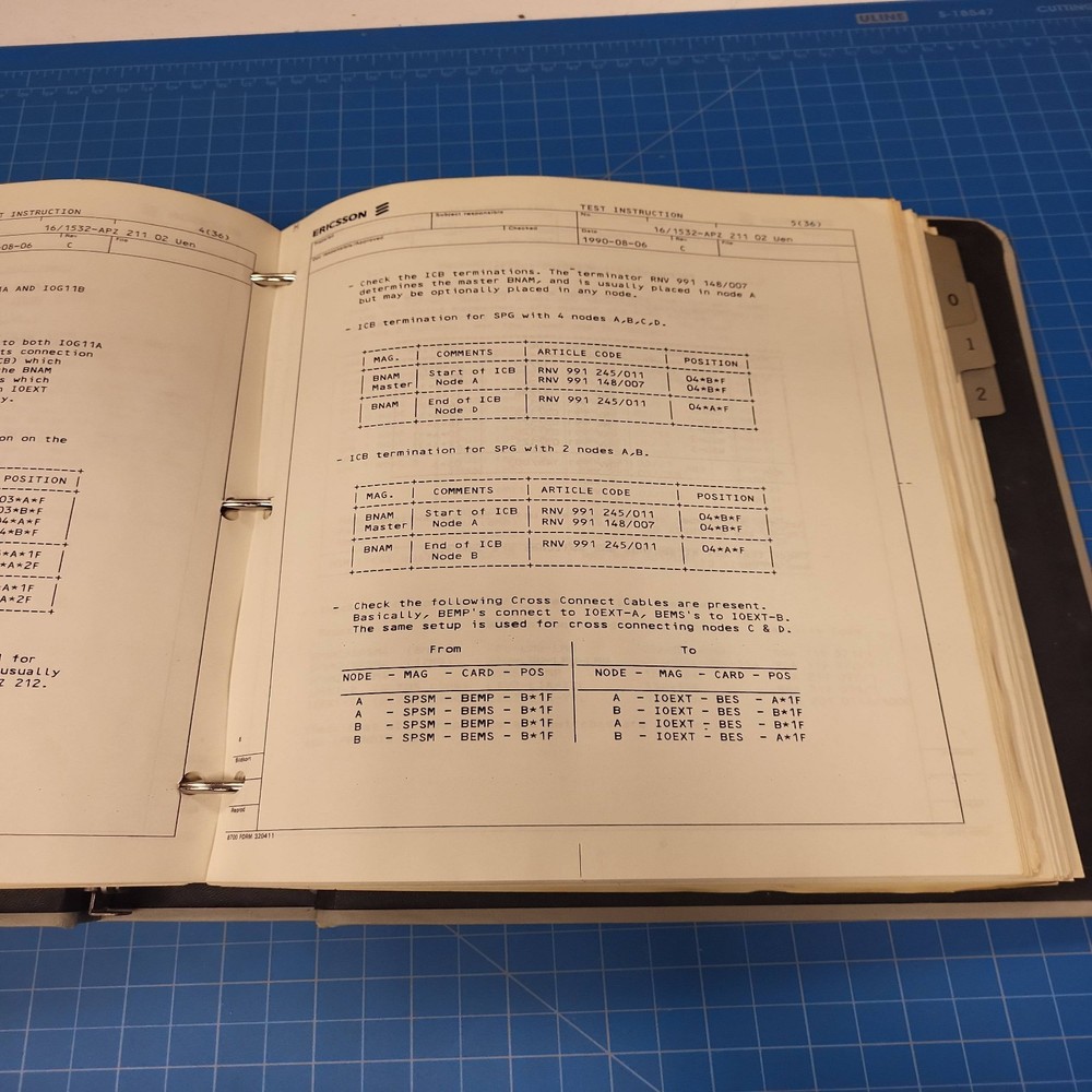 Ericsson Document List Binder Manuals Schematics Engineering Reference Material